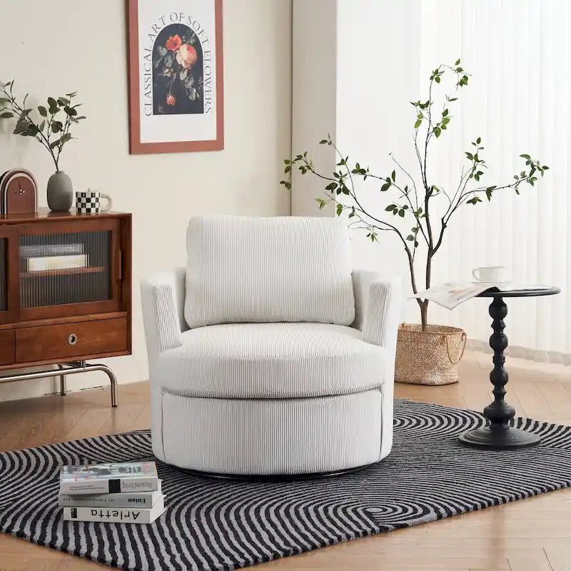 Fauteuil pivotant en velours côtelé moderne, lot de 1