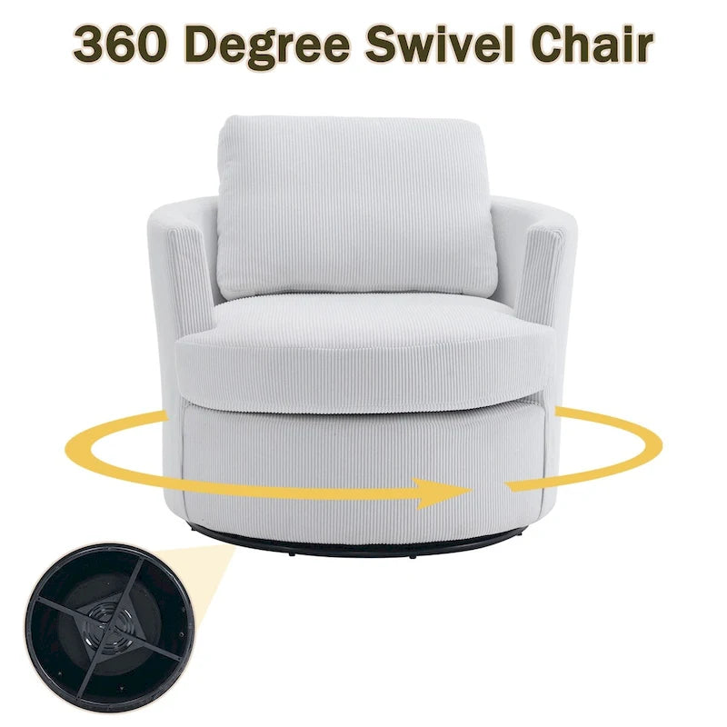 Fauteuil pivotant en velours côtelé moderne, lot de 1