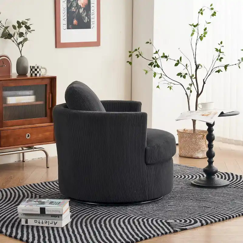 Fauteuil pivotant en velours côtelé moderne, lot de 1