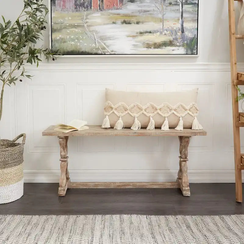 Console ou banc en bois avec des accents vieillis - Marron
