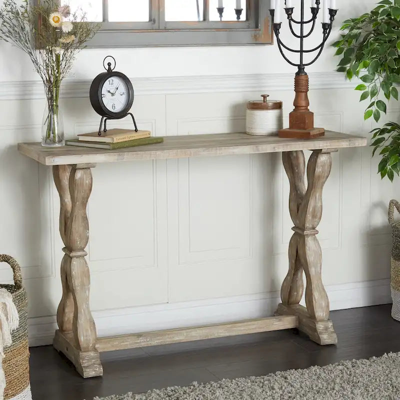 Console ou banc en bois avec des accents vieillis - Marron