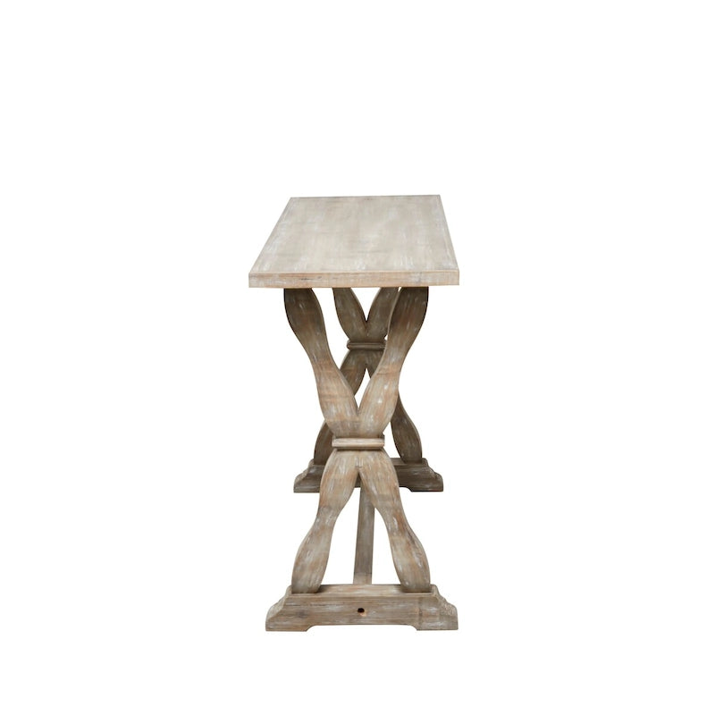 Console ou banc en bois avec des accents vieillis - Marron