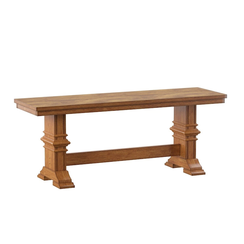 Banc de salle à manger en bois avec pieds tréteaux bicolores