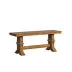 Banc de salle à manger en bois avec pieds tréteaux bicolores
