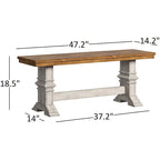 Banc de salle à manger en bois avec pieds tréteaux bicolores