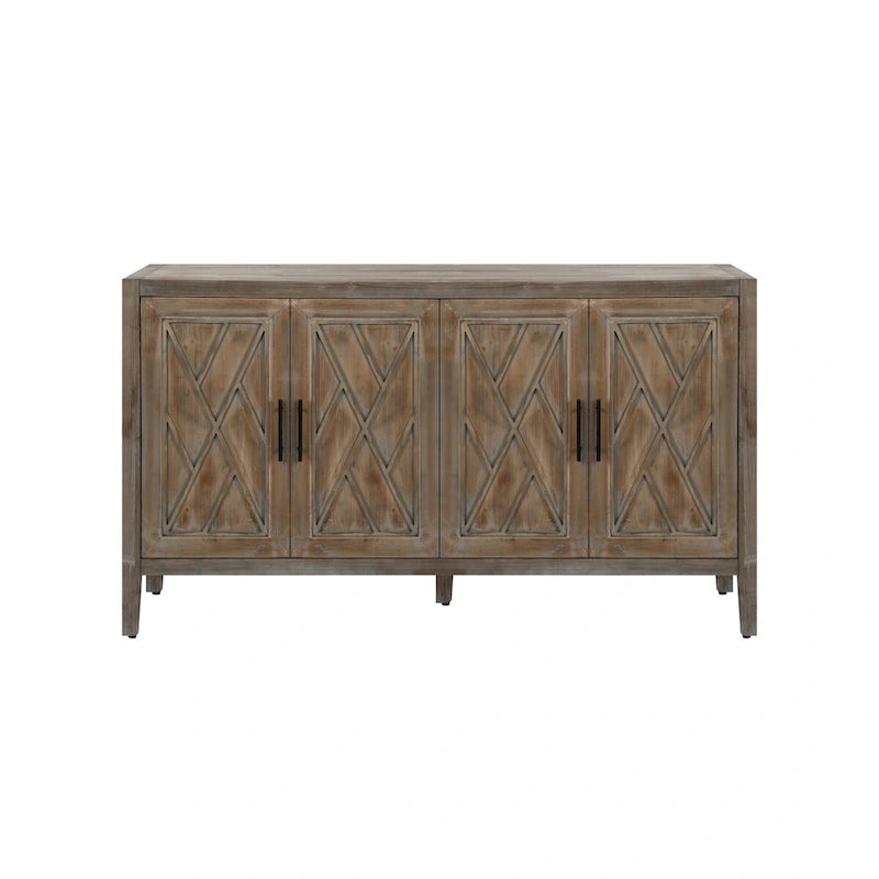 Buffet en Bois 4 Portes, Sergé, Style Américain Vintage