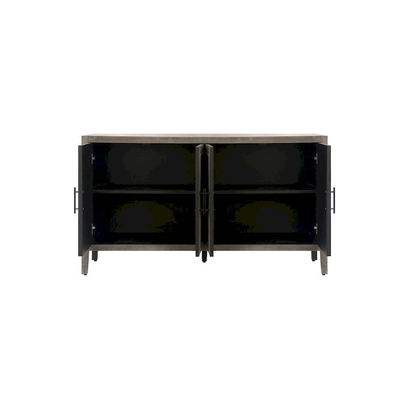 Buffet en Bois 4 Portes, Sergé, Style Américain Vintage