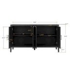 Buffet en Bois 4 Portes, Sergé, Style Américain Vintage