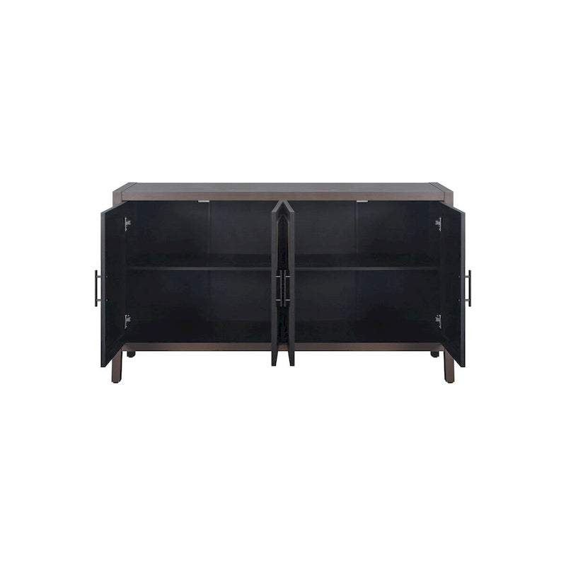 Buffet en Bois 4 Portes, Sergé, Style Américain Vintage