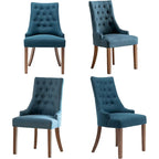 Lot de 2 chaises de salle à manger capitonnées avec dossier à oreilles, chaises d'appoint en tissu avec boutons touffetés