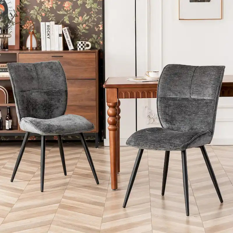 Chaises de salle à manger hautes en tissu capitonné, lot de 2