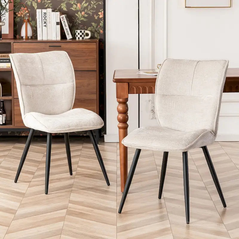 Chaises de salle à manger hautes en tissu capitonné, lot de 2