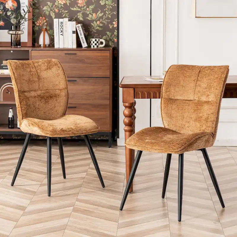 Chaises de salle à manger hautes en tissu capitonné, lot de 2