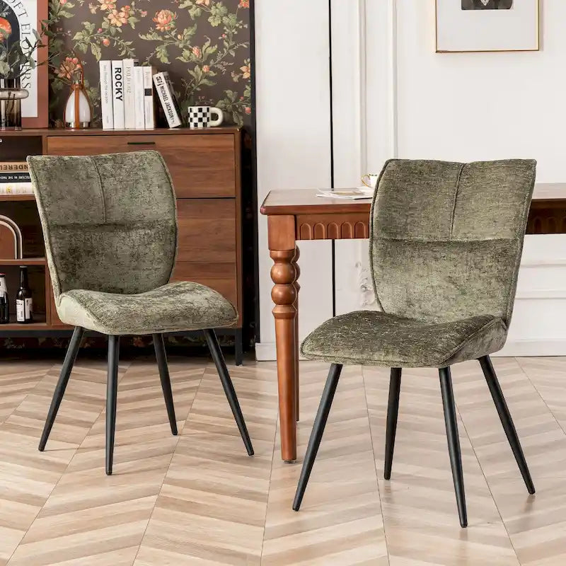 Chaises de salle à manger hautes en tissu capitonné, lot de 2