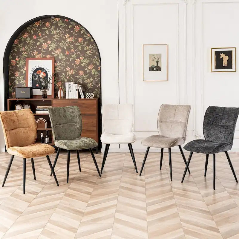 Chaises de salle à manger hautes en tissu capitonné, lot de 2