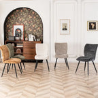 Chaises de salle à manger hautes en tissu capitonné, lot de 2