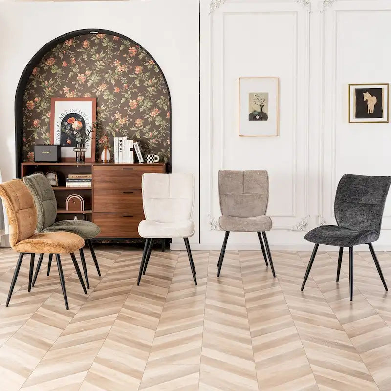 Chaises de salle à manger hautes en tissu capitonné, lot de 2