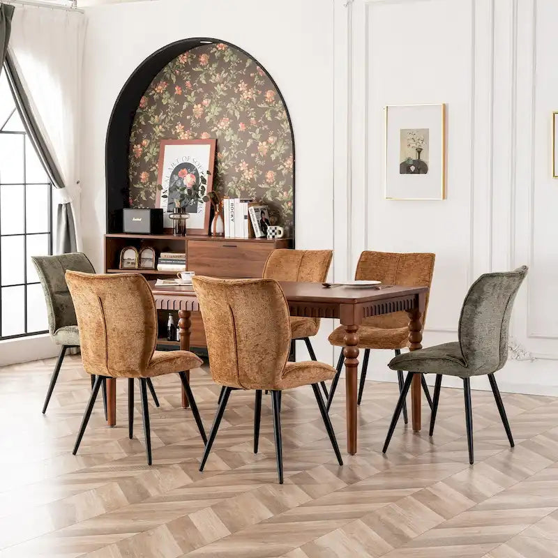 Chaises de salle à manger hautes en tissu capitonné, lot de 2