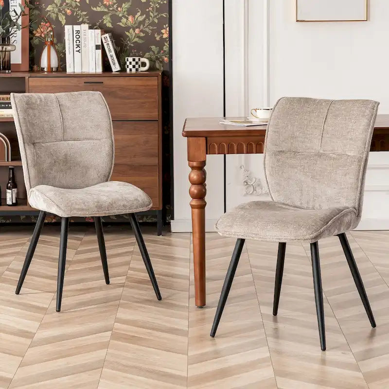 Chaises de salle à manger hautes en tissu capitonné, lot de 2