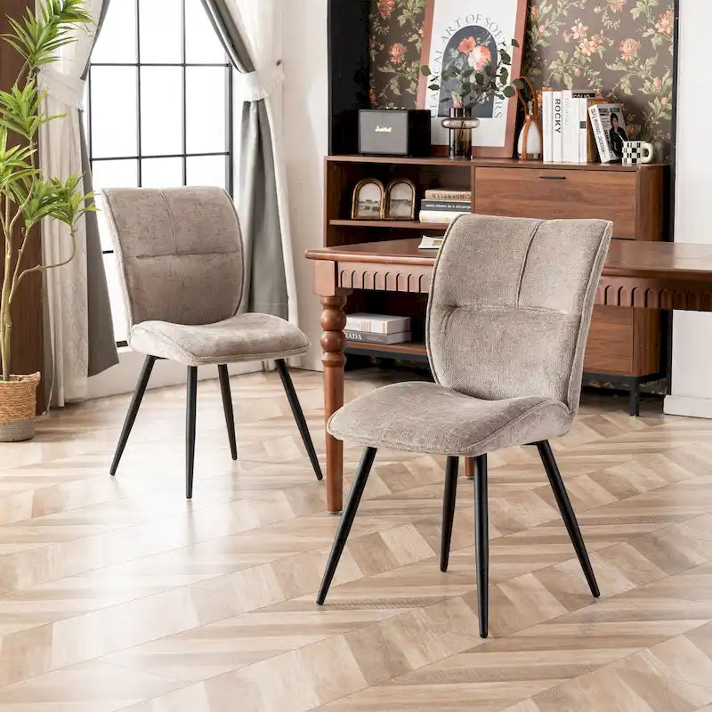 Chaises de salle à manger hautes en tissu capitonné, lot de 2