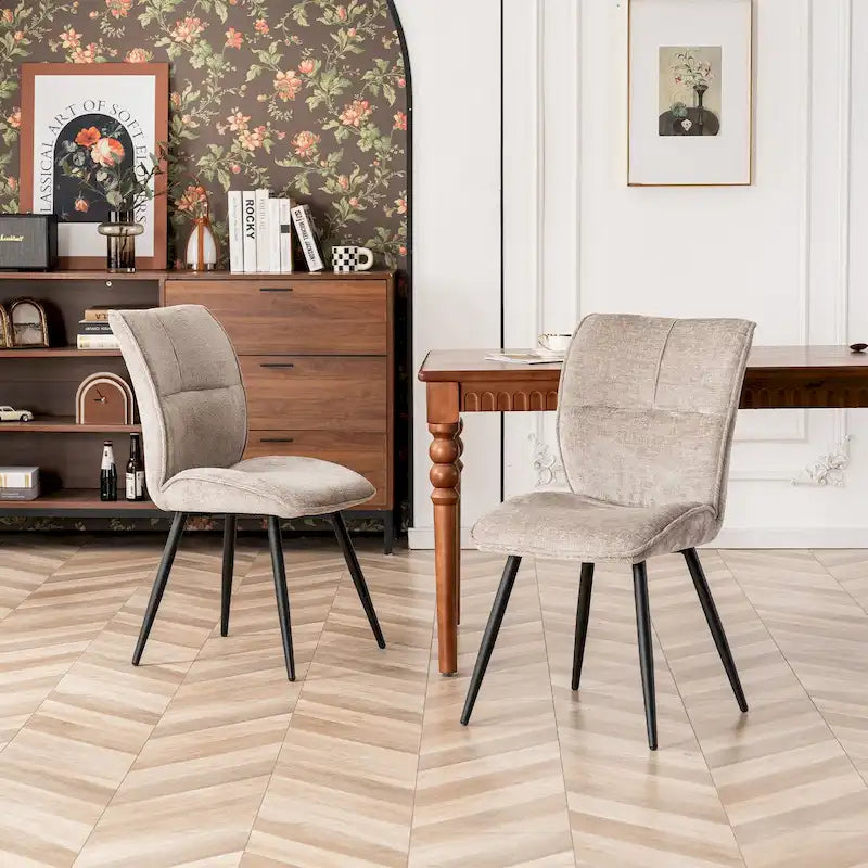 Chaises de salle à manger hautes en tissu capitonné, lot de 2