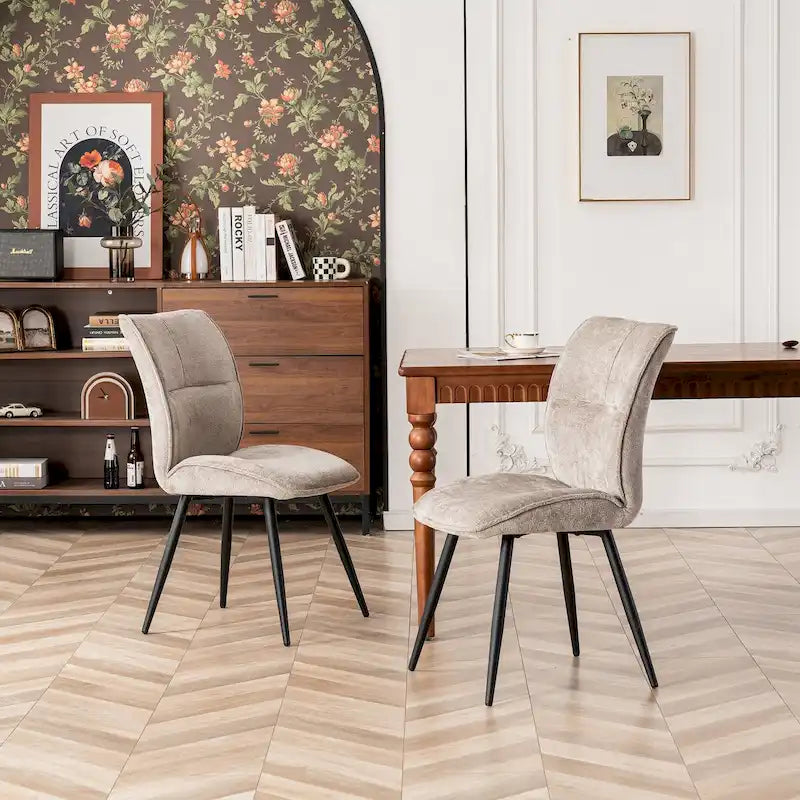 Chaises de salle à manger hautes en tissu capitonné, lot de 2