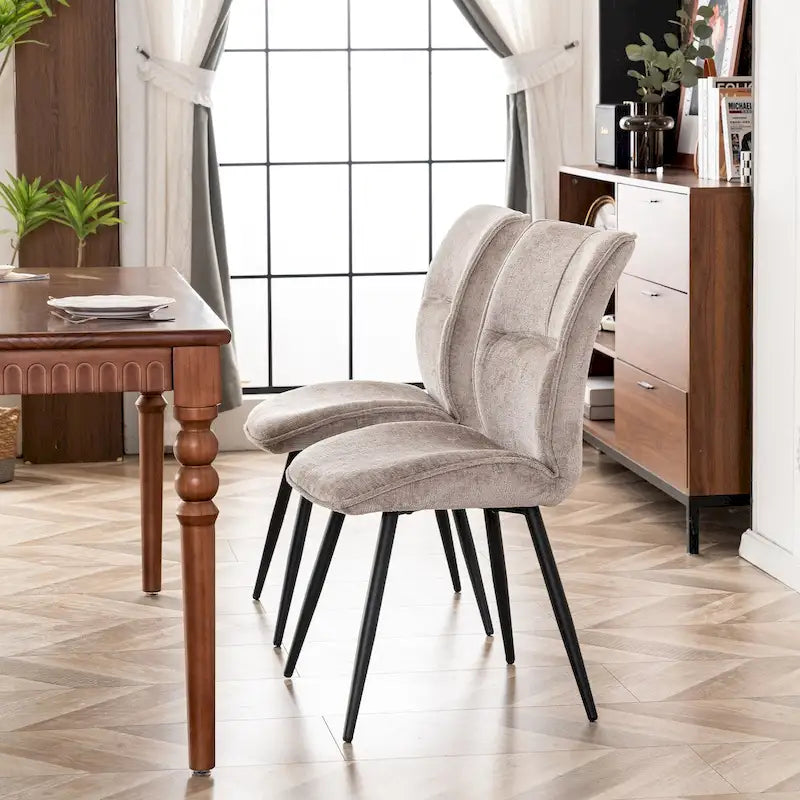 Chaises de salle à manger hautes en tissu capitonné, lot de 2