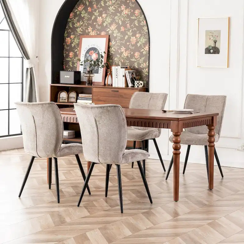 Chaises de salle à manger hautes en tissu capitonné, lot de 2