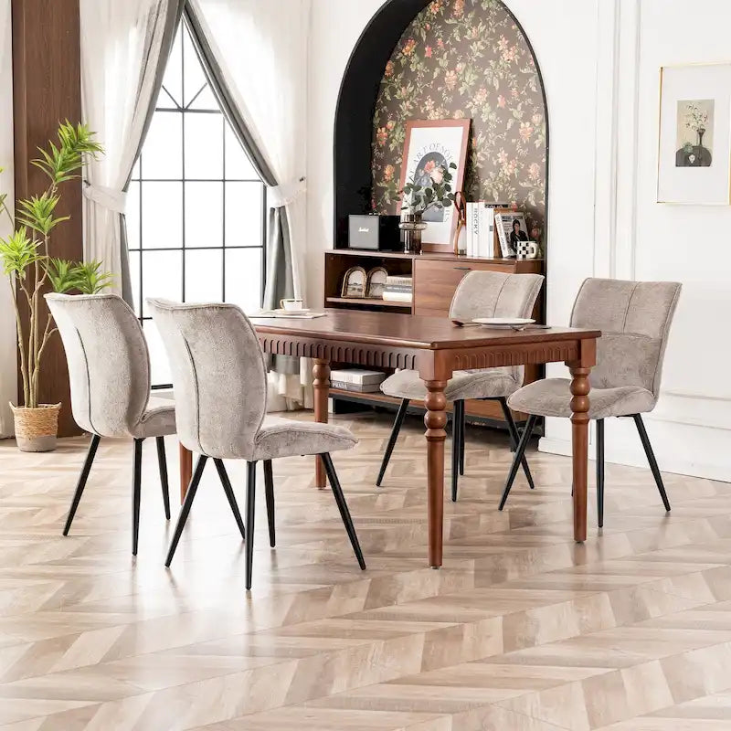 Chaises de salle à manger hautes en tissu capitonné, lot de 2
