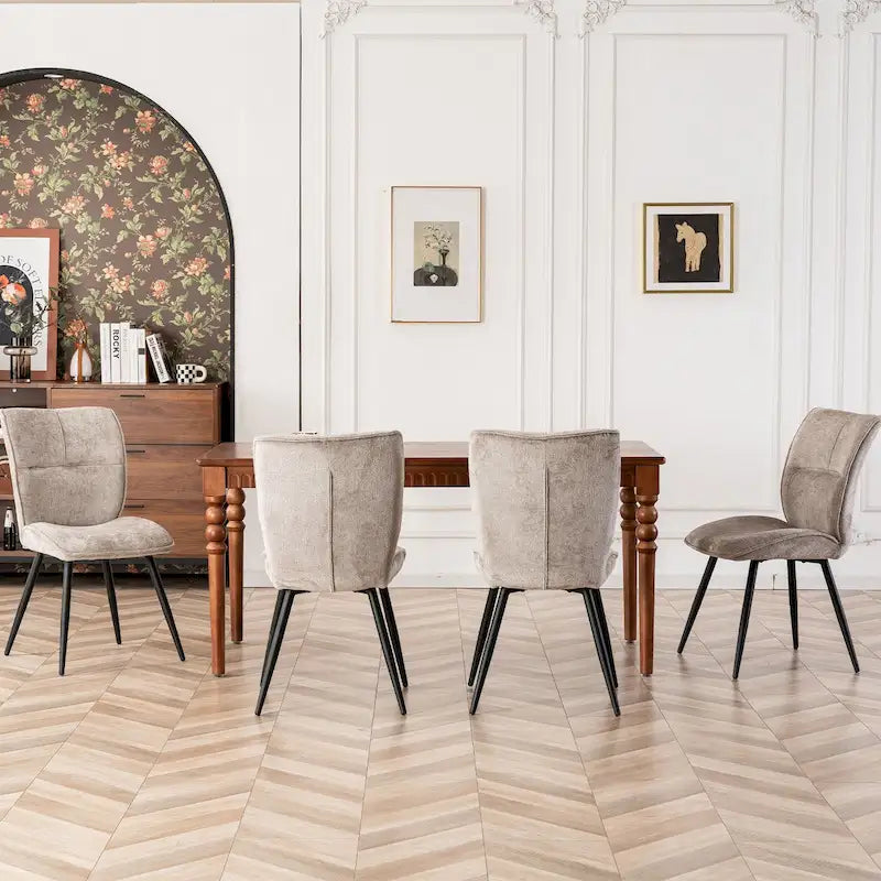 Chaises de salle à manger hautes en tissu capitonné, lot de 2