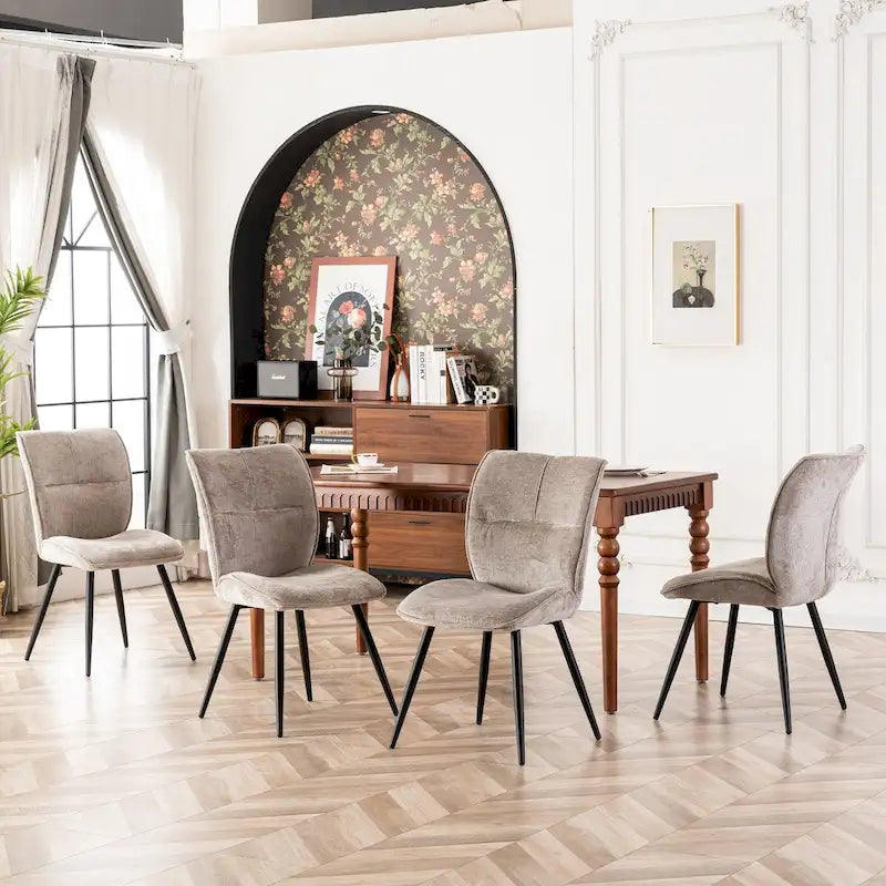 Chaises de salle à manger hautes en tissu capitonné, lot de 2