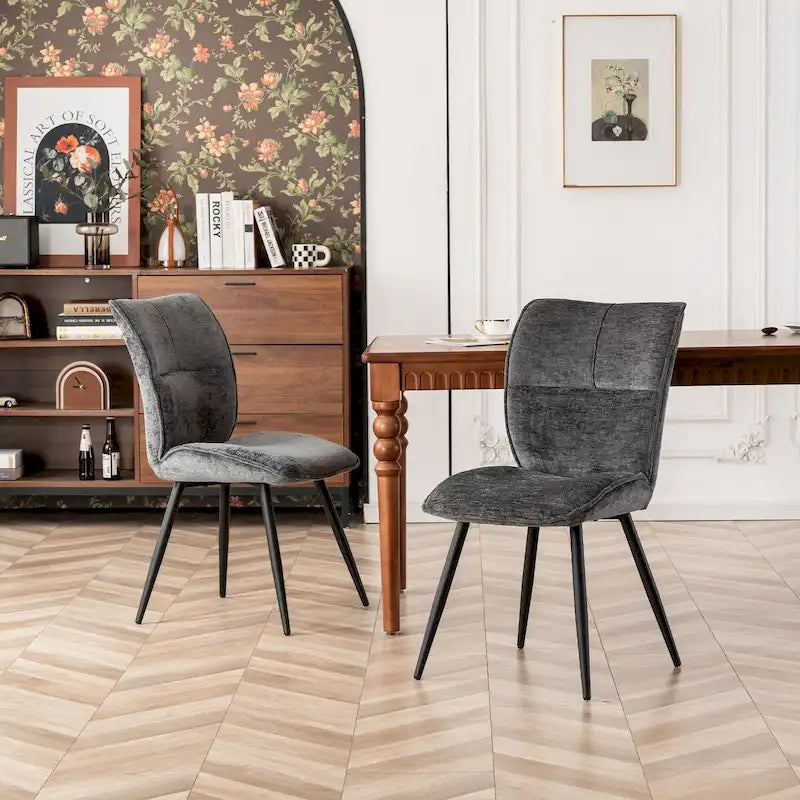 Chaises de salle à manger hautes en tissu capitonné, lot de 2