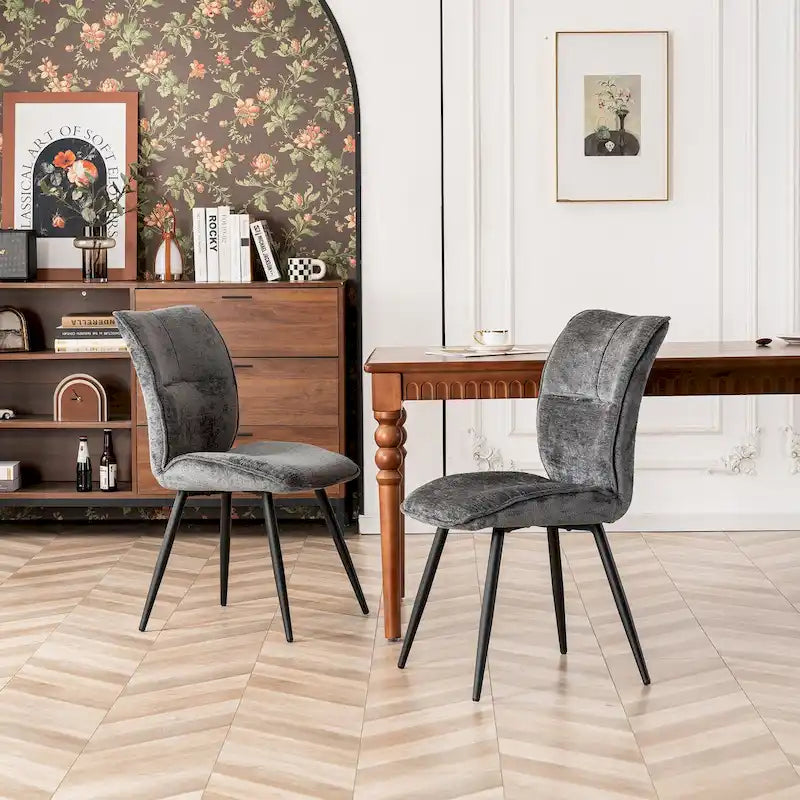 Chaises de salle à manger hautes en tissu capitonné, lot de 2