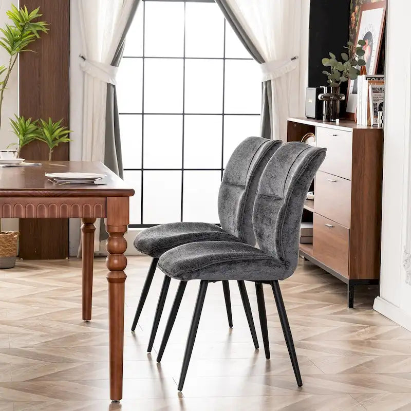 Chaises de salle à manger hautes en tissu capitonné, lot de 2