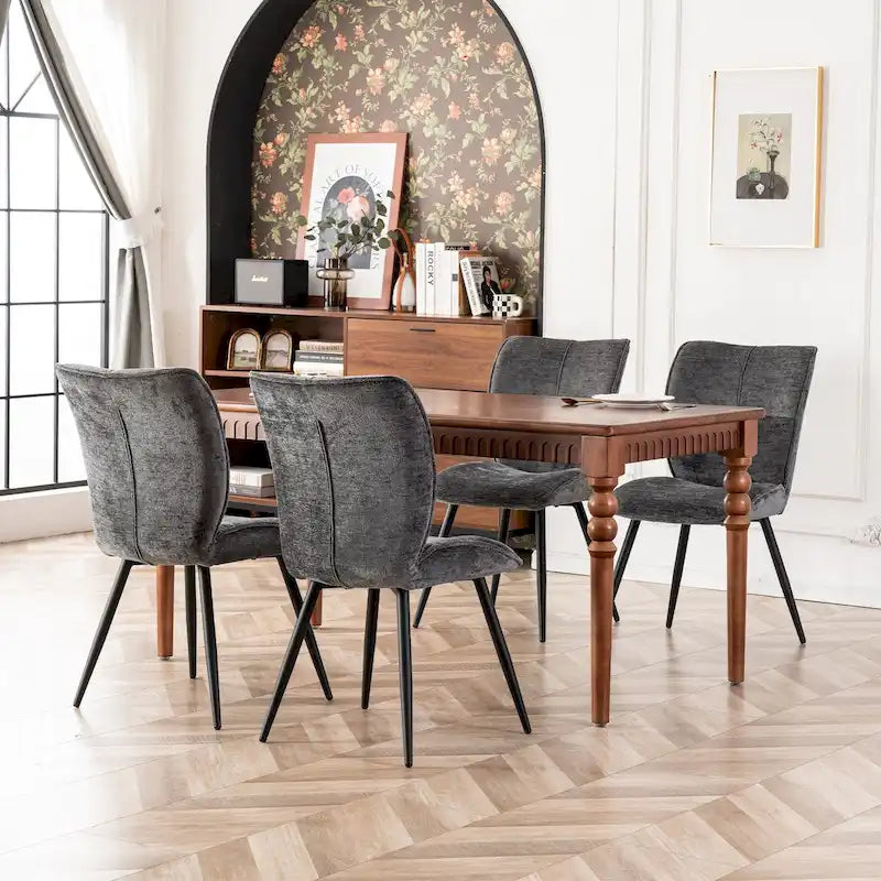 Chaises de salle à manger hautes en tissu capitonné, lot de 2