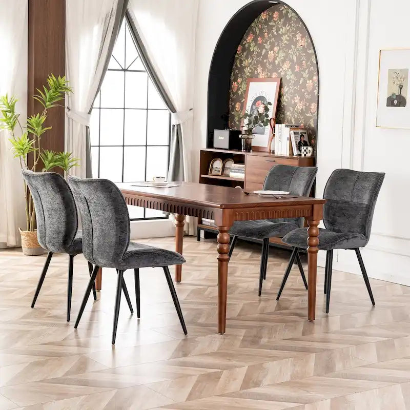 Chaises de salle à manger hautes en tissu capitonné, lot de 2