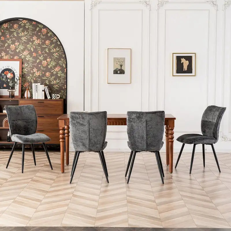 Chaises de salle à manger hautes en tissu capitonné, lot de 2