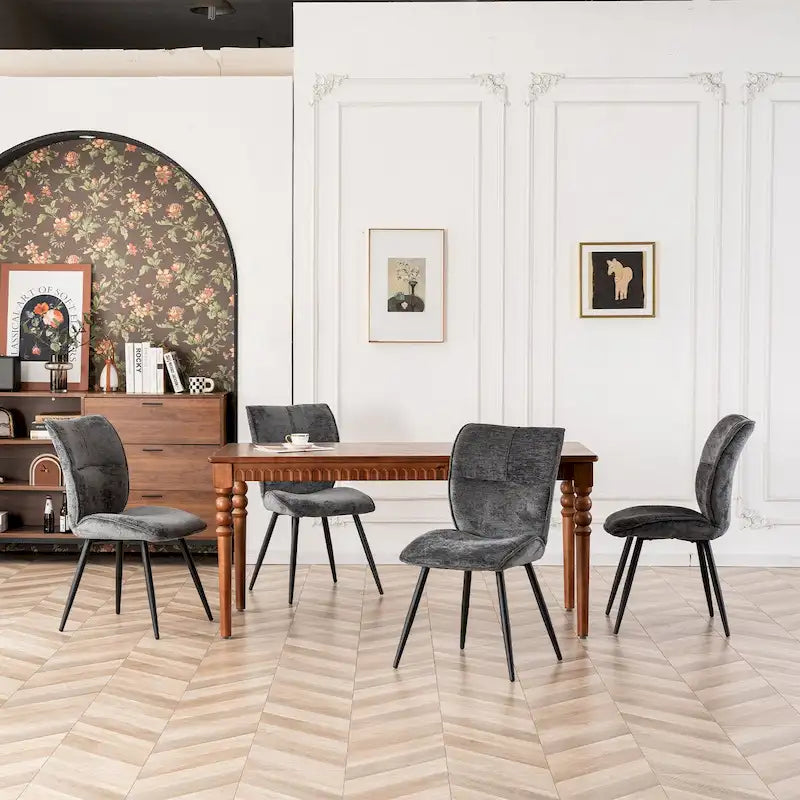 Chaises de salle à manger hautes en tissu capitonné, lot de 2