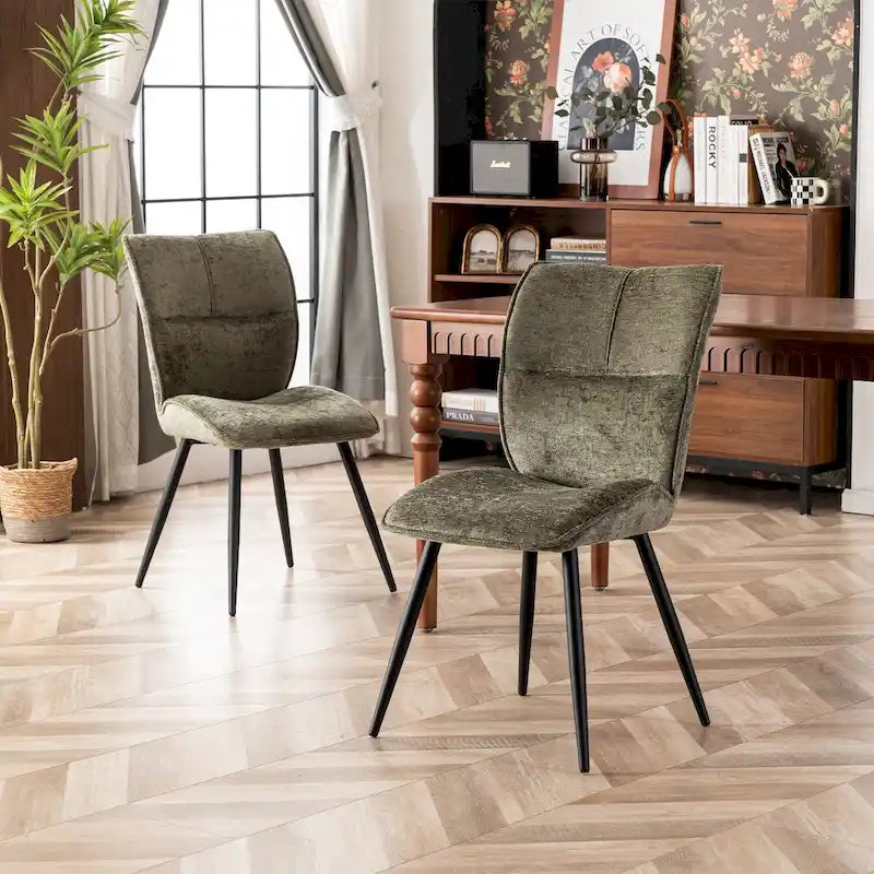 Chaises de salle à manger hautes en tissu capitonné, lot de 2
