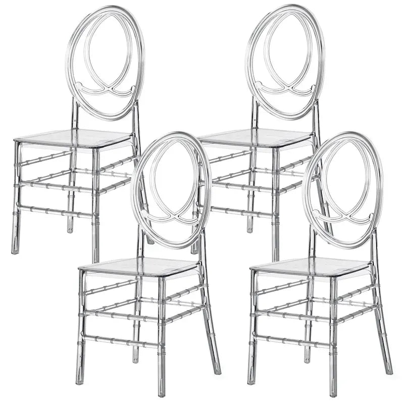 Chaise de salle à manger moderne en acrylique Phoenix, chaise de fête transparente empilable, chaise en acrylique cristallin pour événements et mariages