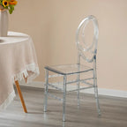 Chaise de salle à manger moderne en acrylique Phoenix, chaise de fête transparente empilable, chaise en acrylique cristallin pour événements et mariages