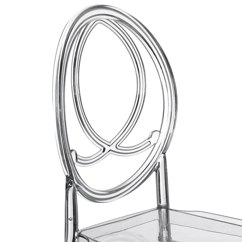 Chaise de salle à manger moderne en acrylique Phoenix, chaise de fête transparente empilable, chaise en acrylique cristallin pour événements et mariages