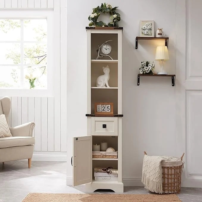Meuble de rangement pour salle de bain de style fermette, Meuble de rangement, Tour de rangement haute