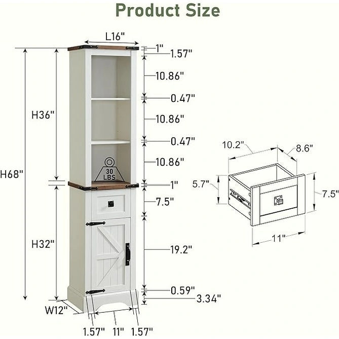 Meuble de rangement pour salle de bain de style fermette, Meuble de rangement, Tour de rangement haute