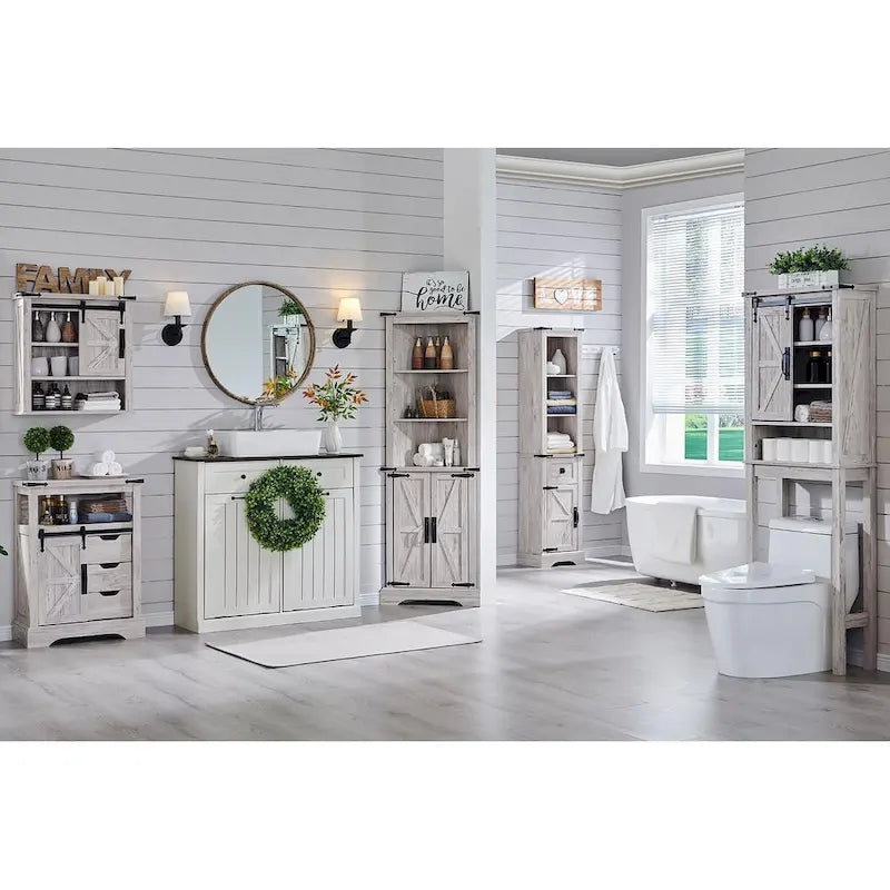 Meuble de rangement pour salle de bain de style fermette, Meuble de rangement, Tour de rangement haute