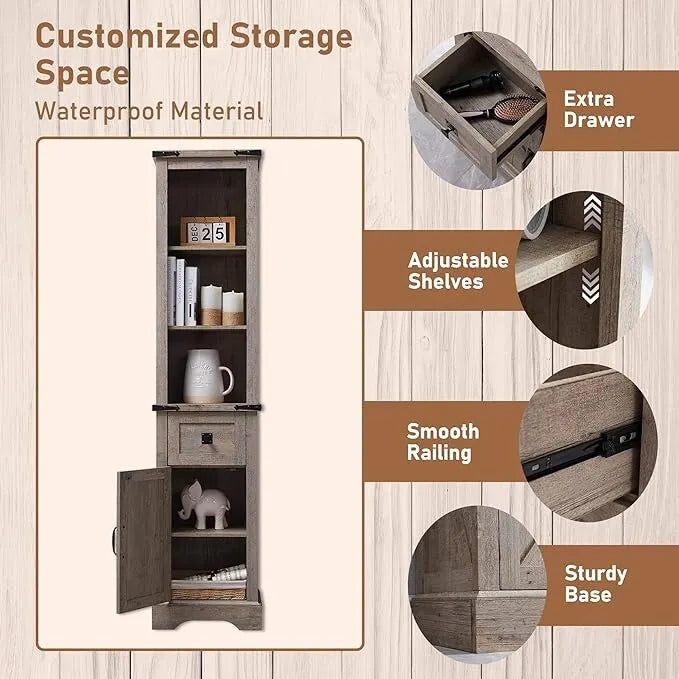Meuble de rangement pour salle de bain de style fermette, Meuble de rangement, Tour de rangement haute