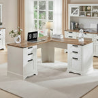 60 Farmhouse L Shaped Executive Desk, Wood Corner Desk, Computer Desk